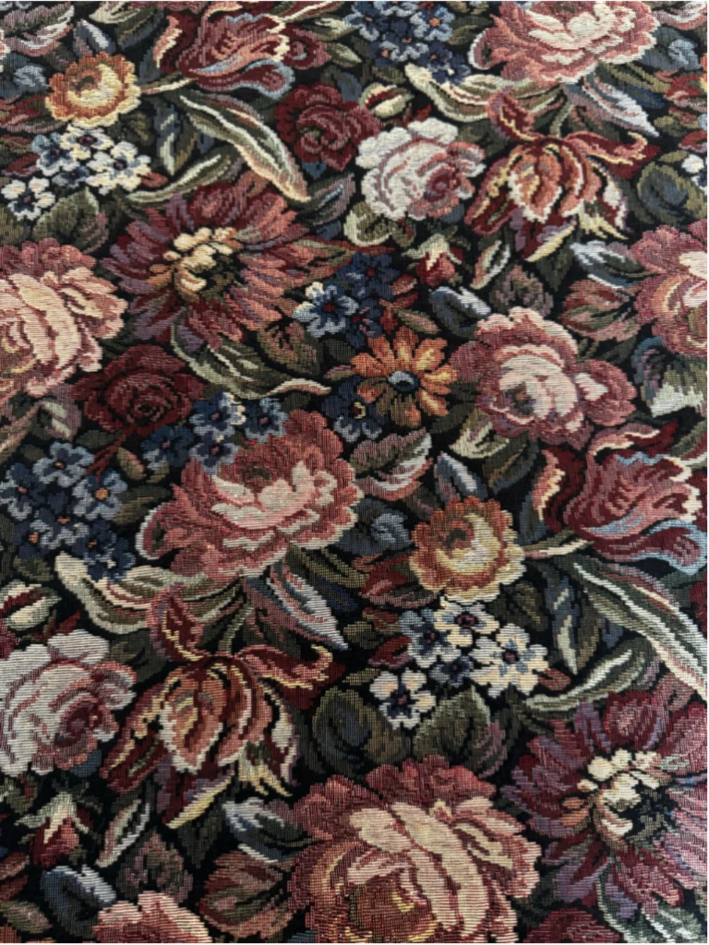 VTG Pier 1 Imports Floral Tapestry Table Runner 16x72 Woven Cotton India